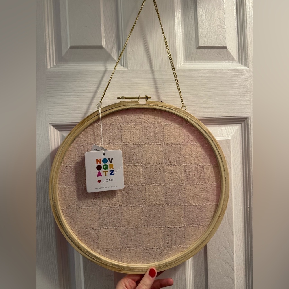 Hand Beaded Pink Checker Wall Decor - Picture 2 of 7